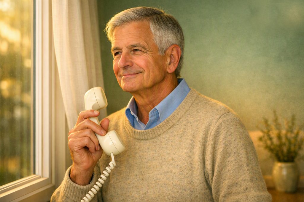 Senior telefoniert mit Dr. med. Eberhard Holch