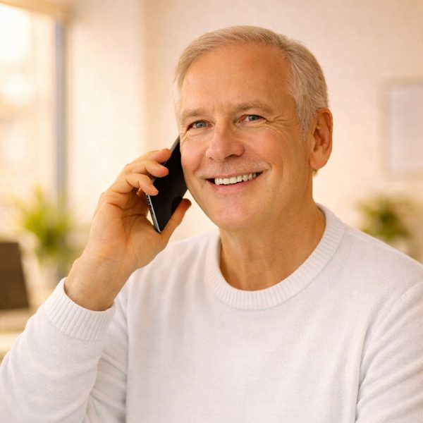Dr. Eberhard Holch führt ein Telefonat in seiner Privatarzt‑Sprechstunde – persönliche medizinische Beratung für Senioren per Telefon